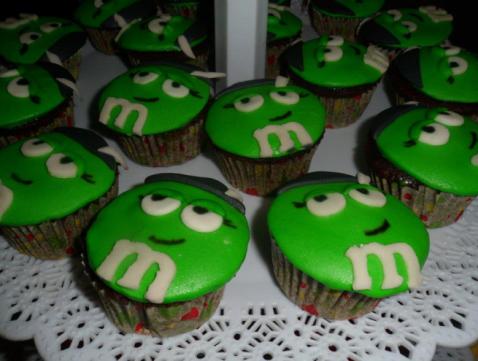 Green M&M Cupcake